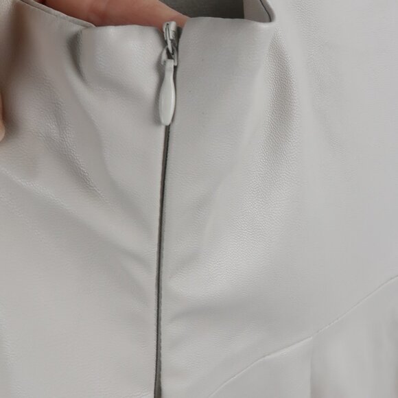 ZARA LIGHT GREY FAUX LEATHER SPAGHETTI STRAP MIDI DRESS SIZE MEDIUM NWT - Picture 10 of 13